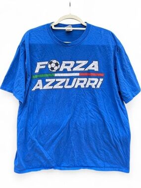 Port and Company Blue "Forza Azzurri" Graphic Tee